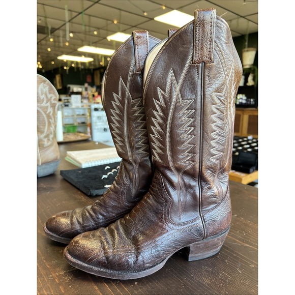 Panhandle Slim Other - Panhandle Slim Brown Cowboy Boots 9.5 B Mexico Vintage Western Ostrich Leg